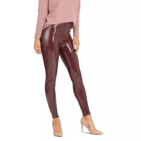 🆕 SPANX Faux Patent Leather Leggings in Ruby - Picture 1 of 7
